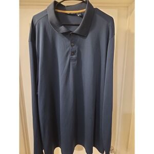 Perry Ellis Mens Blue Long Sleeve Polo Shirt 3XLT